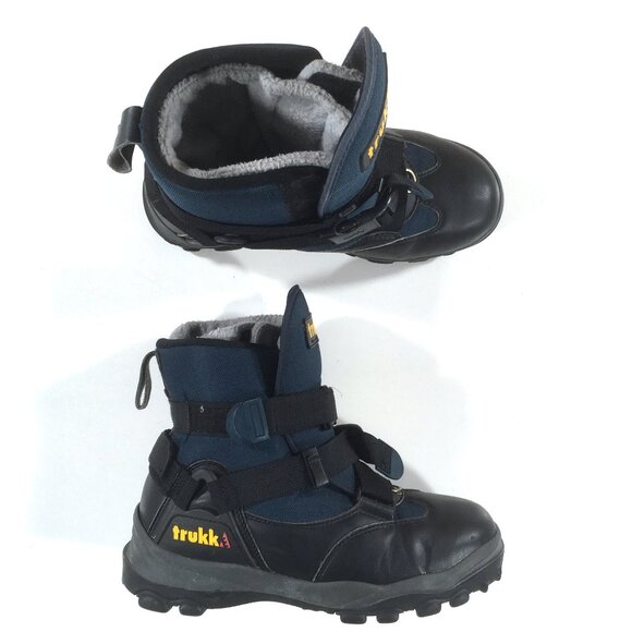Trukke Snowmobile Winter Snow Boots Mens Size 8 Black Blue Waterproof - Picture 1 of 9